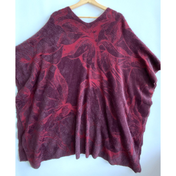 CHICOS Soft Fuzzy Jacquard Knit Open Front Kimono Poncho Cardigan Size S/M - Picture 3 of 4